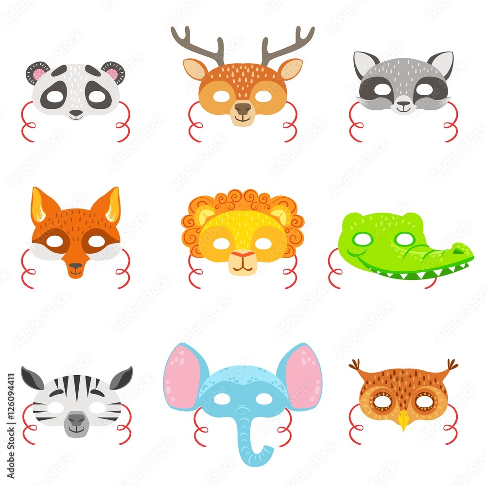 Obraz premium Animal Paper Masks Set Of Icons