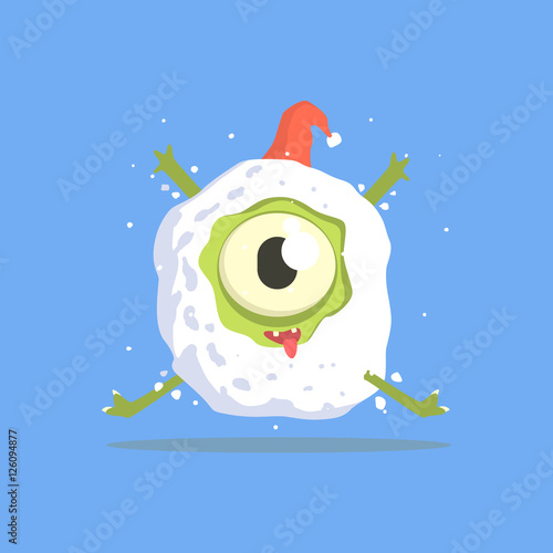 Green One-eyed Monster Trapped In Snowball