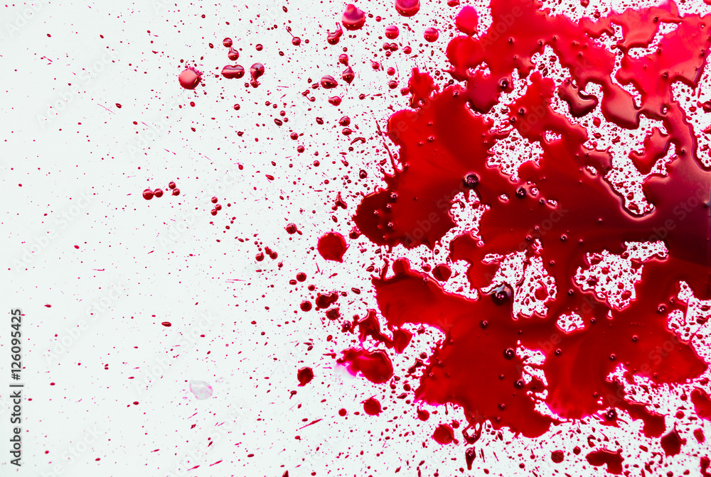 Splattered blood stain on white background