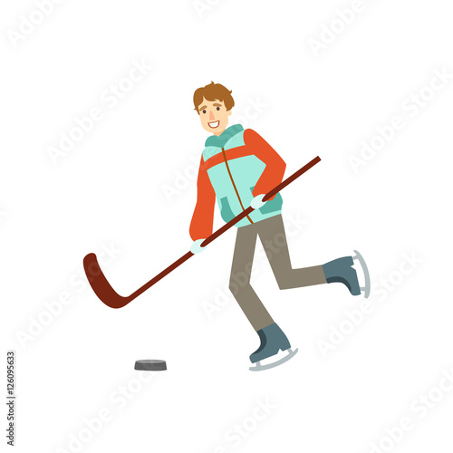 Guy Playing Hockey Winter Sports Illustration