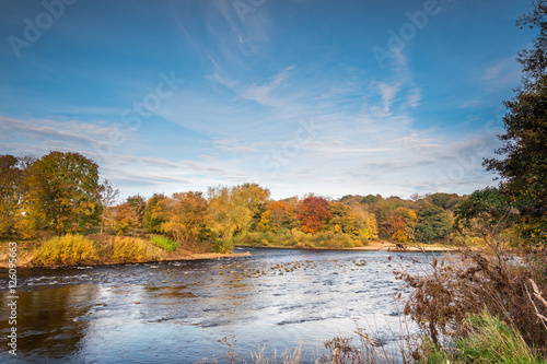 River South Tyne near the North Tyne, just above the confluence, near Warden, Northumberland, in autumn