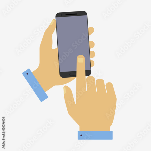 Set of hand holding smart phone