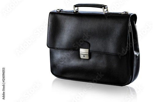 Black business briefcase isolate on white clipping path