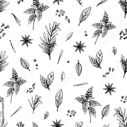 Vector seamless pattern with lime and spices.