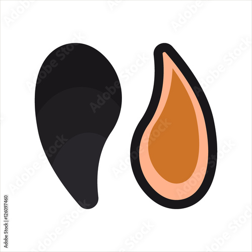 Flat mussel isolated on white background. Seafood ingredient - vector illustration.