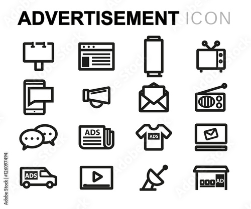 Vector line advertising icons set