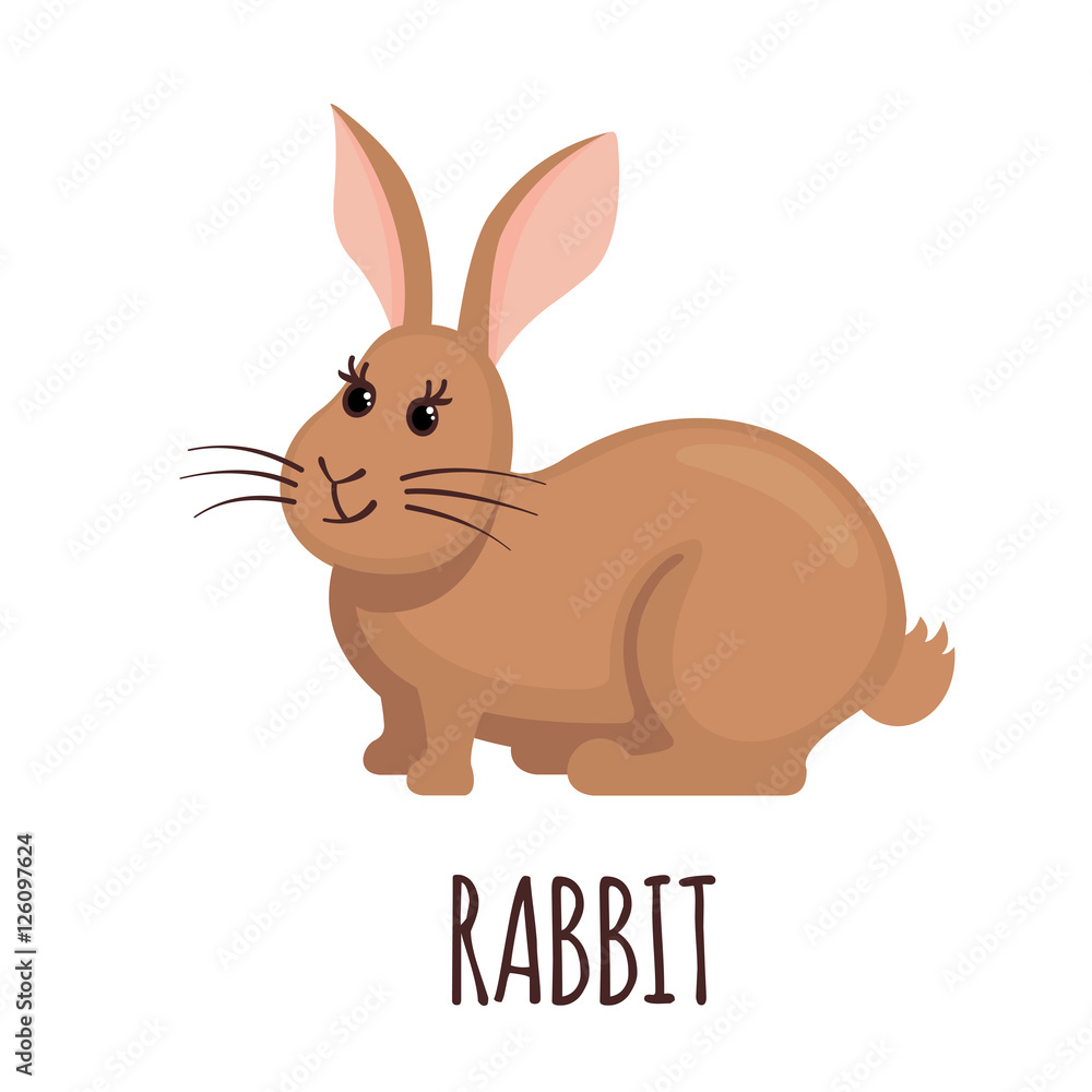 Cute rabbit in flat style.