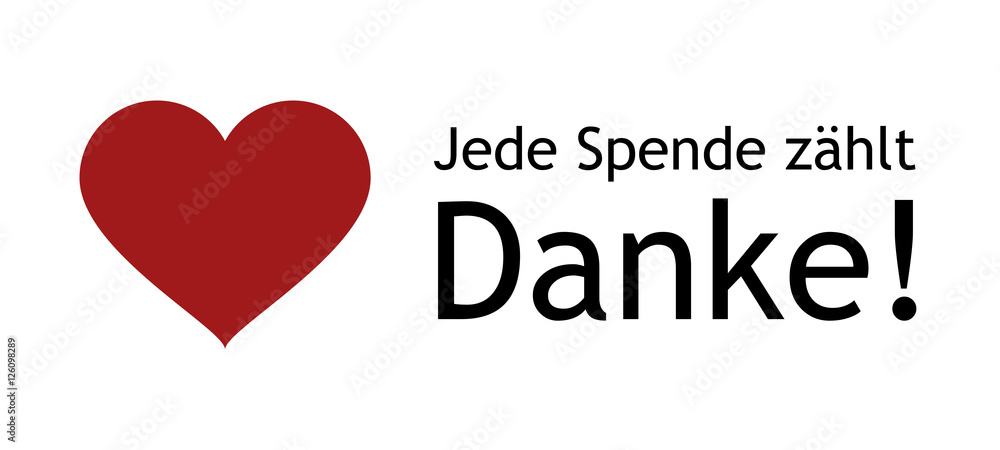 Jede Spende zählt - Danke mit Herz Stock Vector | Adobe Stock