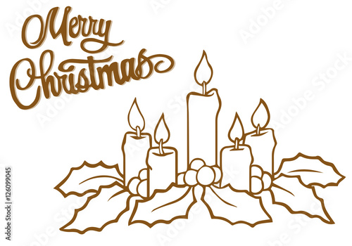 Merry Christmas illustration in vectors with candles © mjdiseo