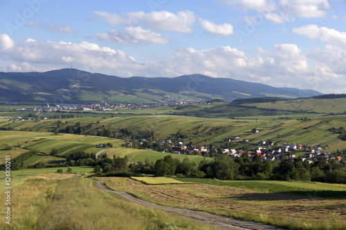 Clear green Landscape with little Village from the summer Mountains Magura in Slovakia © Kajano