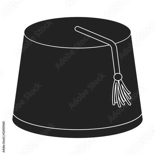 Fez icon in black style isolated on white background. Turkey symbol stock vector illustration.