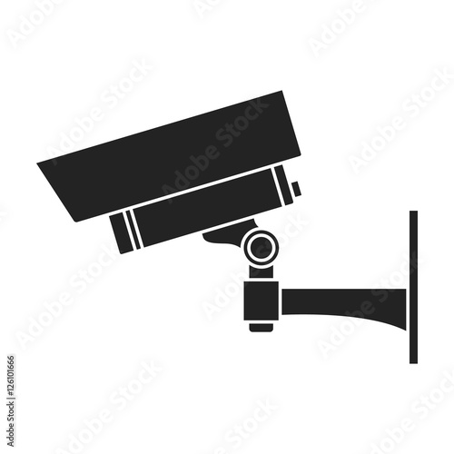 Security camera icon in black style isolated on white background. Museum symbol stock vector illustration.