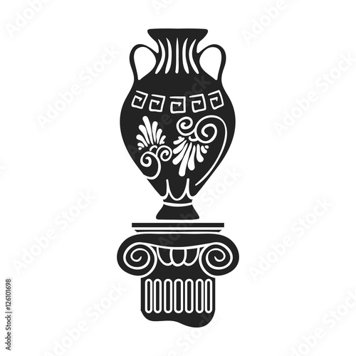 Amphora icon in black style isolated on white background. Museum symbol stock vector illustration.