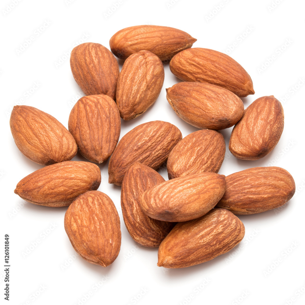 almond nuts isolated on white background close up almond nuts isolated on white background close up