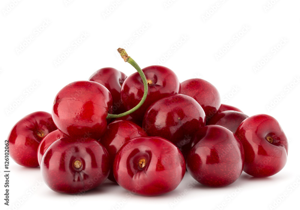 cherry berries pile isolated on white background cutout cherry berries pile isolated on white background cutout