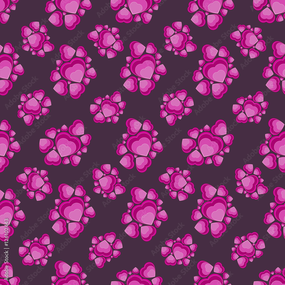 A seamless repeating pattern of hearts.Vector