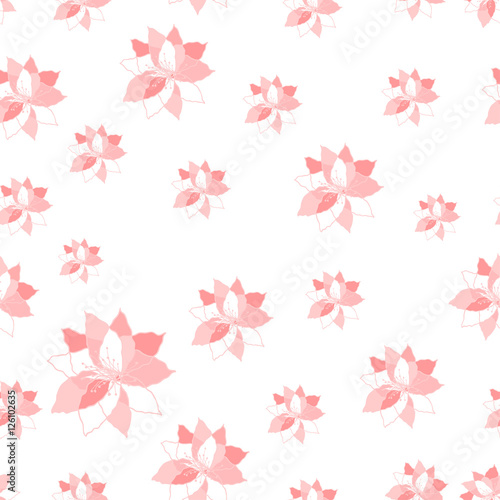 Vector decorative seamless pattern with light pink flowers