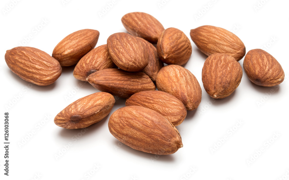 almond nuts isolated on white background close up almond nuts isolated on white background close up