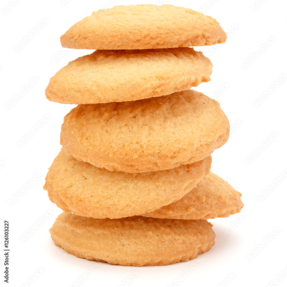 stacked short pastry cookies isolated on white background stacked short pastry cookies isolated on white background