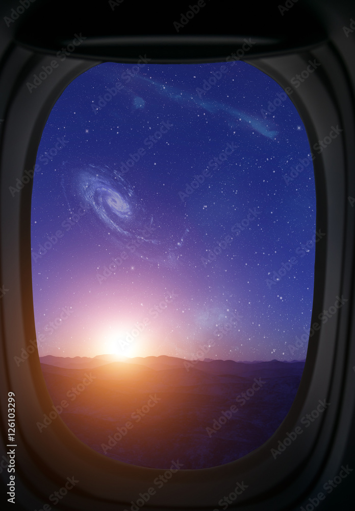 Window view on alien landscape. Window view on alien landscape.