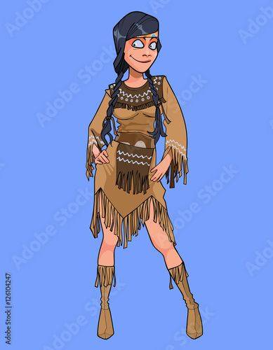 cartoon smiling woman in national costume