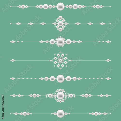 Pearl jewelry dividers. Vector pearls set