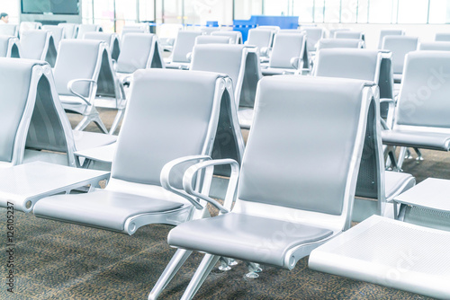 Empty airport terminal waiting area