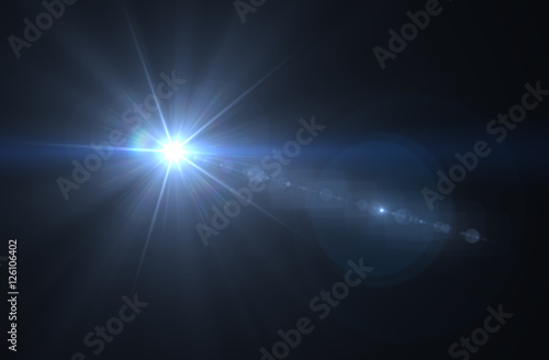 Photo Lens flare effect in space 3D render