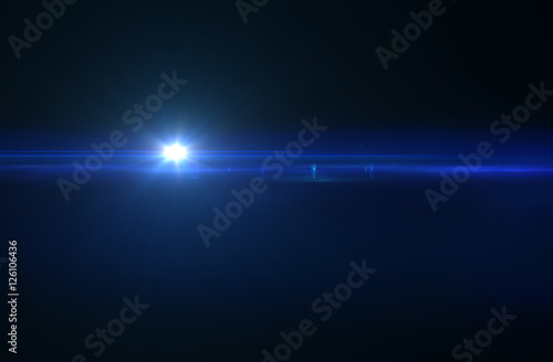 Lens flare effect in space 3D render
