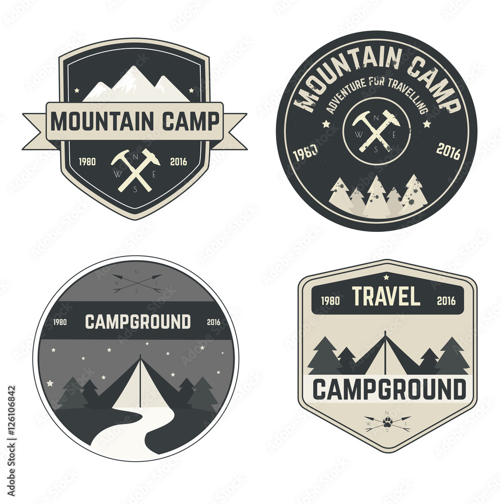 Obraz premium Vector isolated ions for camping and climbing