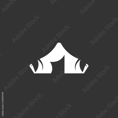 Tent logo on black background. Vector icon