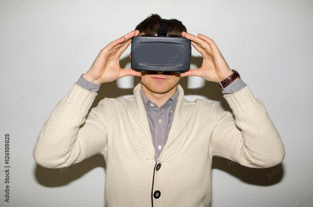 Man in virtual glasses Man in virtual glasses