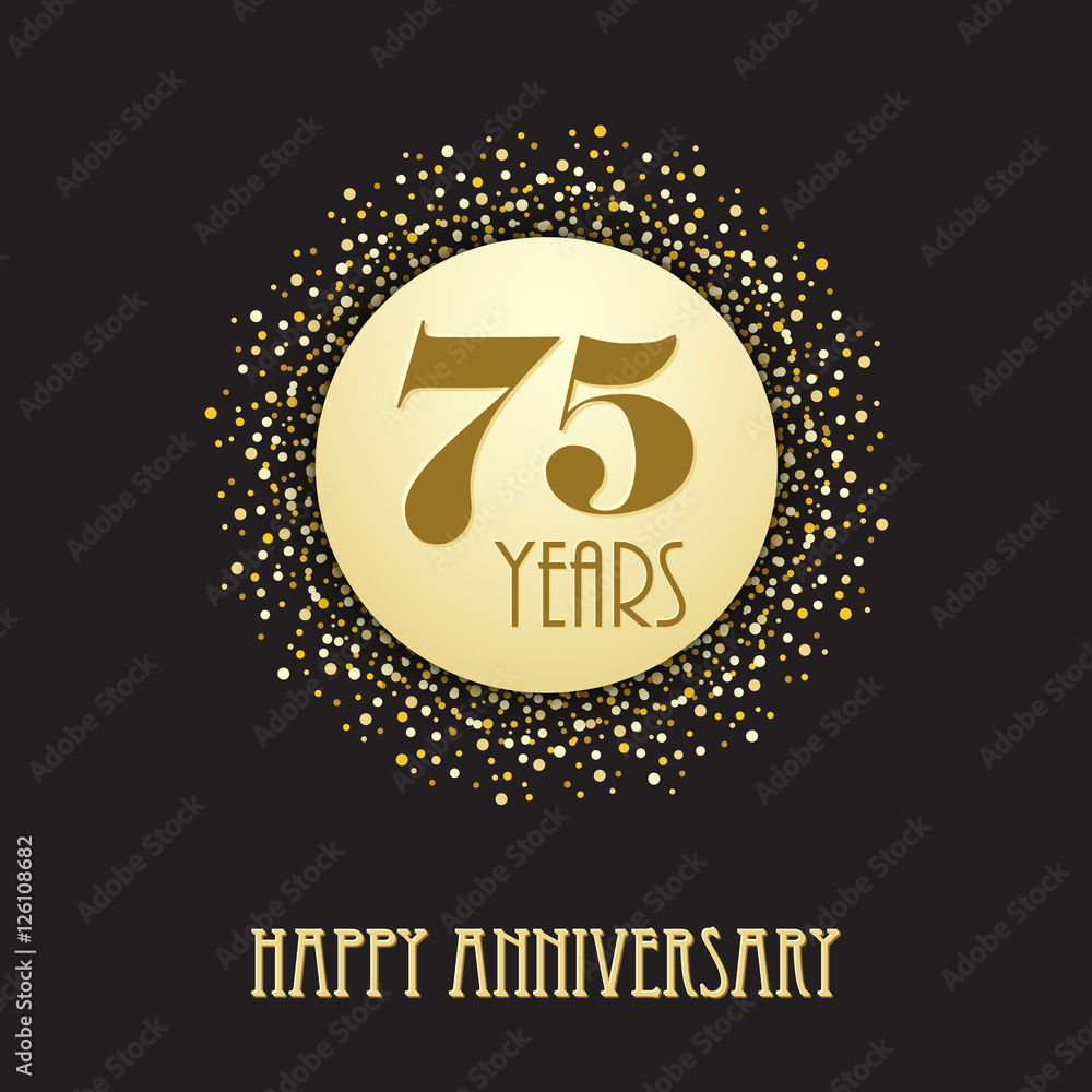 HAPPY 75 YEAR ANNIVERSARY Vector Card HAPPY 75 YEAR ANNIVERSARY Vector Card