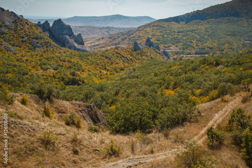 Beautiful mountain terrain with the wilderness and hiking path