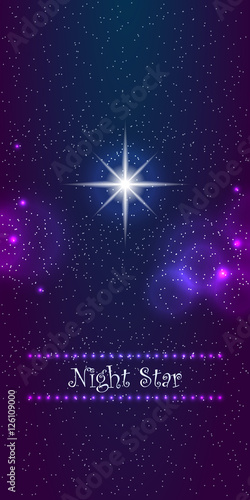 Night star on the sky. Night star sky with one polar star. Vector illustration.