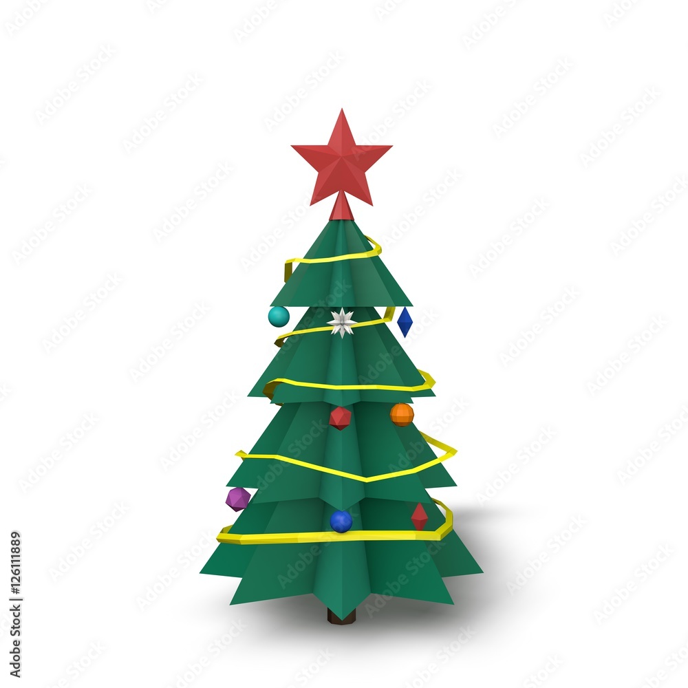 Christmas spruce tree.Isolated on white background.3D rendering Christmas spruce tree.Isolated on white background.3D rendering
