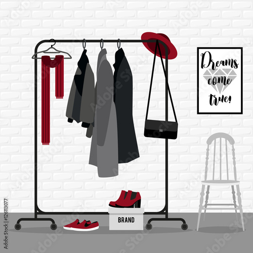 Vector illustration with coat rack.