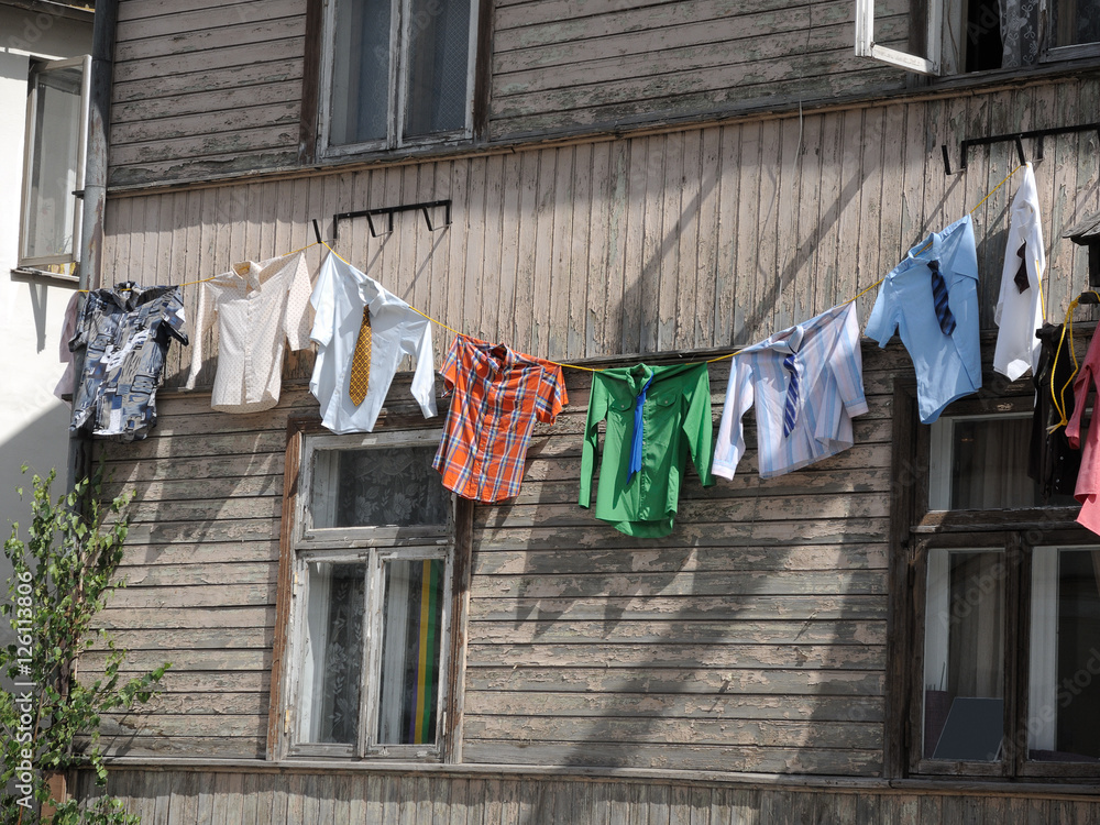 Clothesline in old town