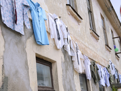 Clothesline in old town photo