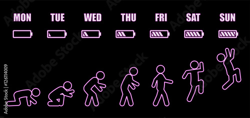 Weekly working life evolution hollow neon battery