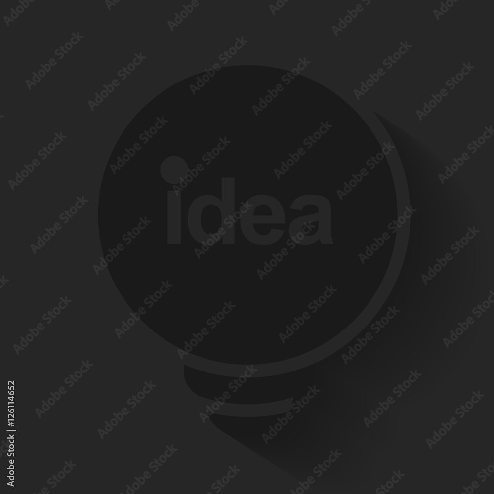 Lamp on black background. No Idea concept. B&W consept. Light bulb icon, vector illustration of idea concept. Idea word in turned off light bulb. Idea shining symbol. Sign of idea for web presentation Lamp on black background. No Idea concept. B&W consept. Light bulb icon, vector illustration of idea concept. Idea word in turned off light bulb. Idea shining symbol. Sign of idea for web presentation
