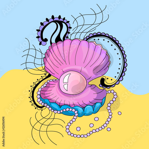 Marine cockleshell with a pearl