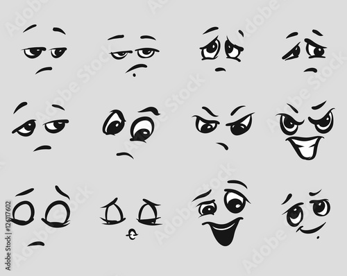 Twelf Angry Cartoon Expressions Faces photo