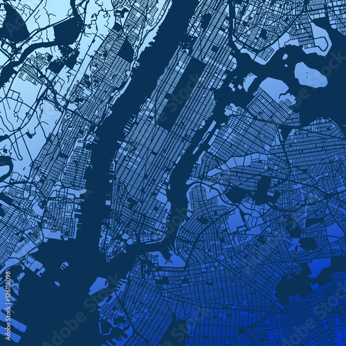 New York City Manhattan Two Tone Map