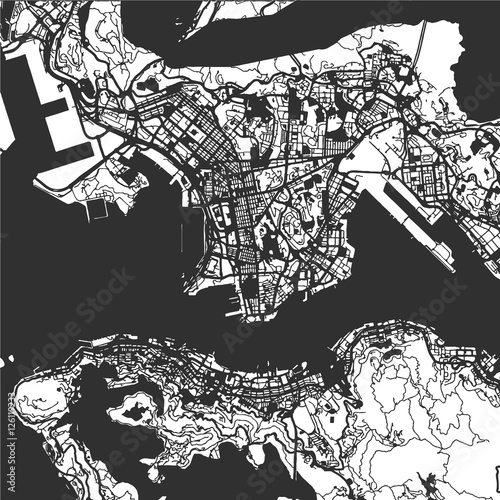 Hong Kong Monochrome Map