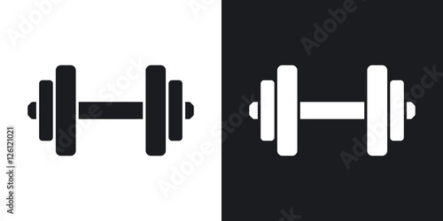 Vector dumbbell icon. Two-tone version on black and white background photo