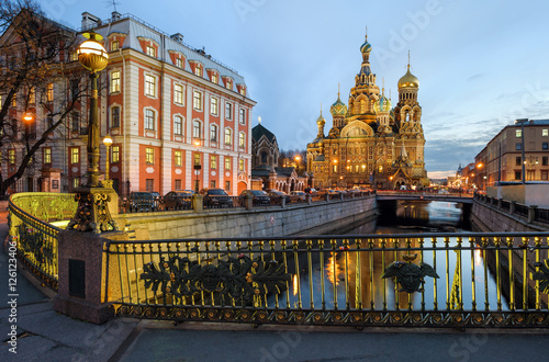 Evening view on Church of the Resurrection of Christ, St Petersburg, Russia photo