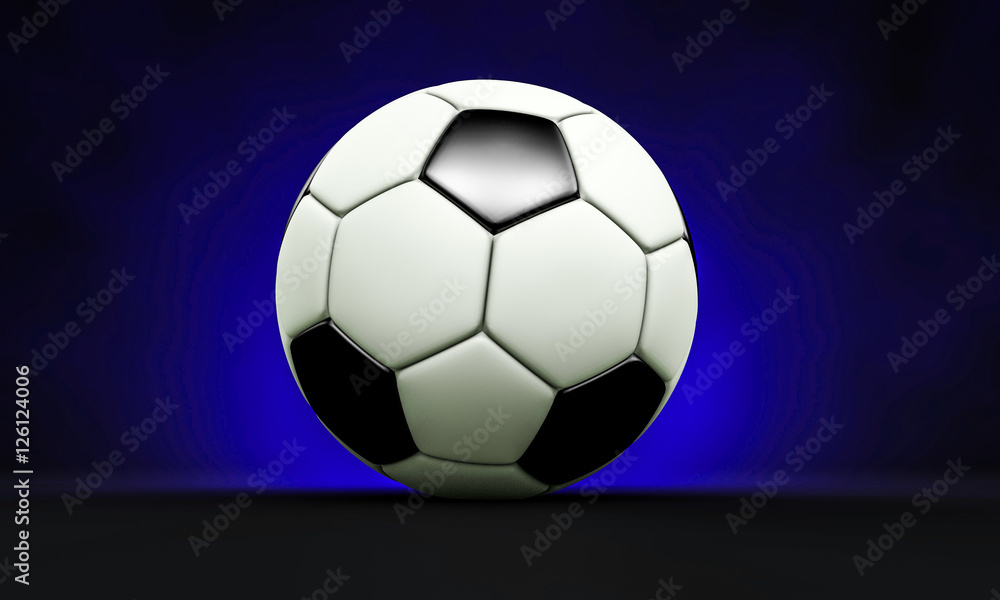 Fußball oder Fussball mit blauem Leuchten dahinter