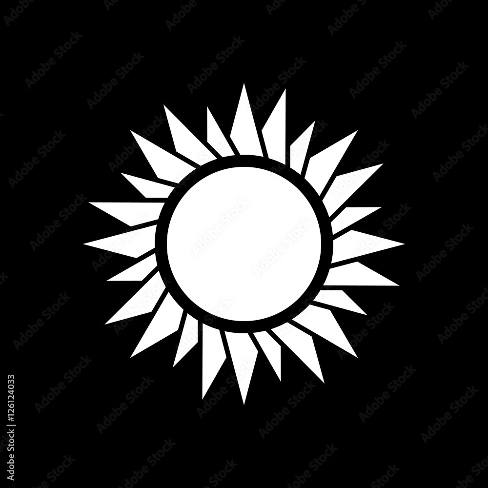 The sun icon. Sunrise and sunshine, weather, sun symbol. UI. Web. Logo. Sign. Flat design. App. Stock
