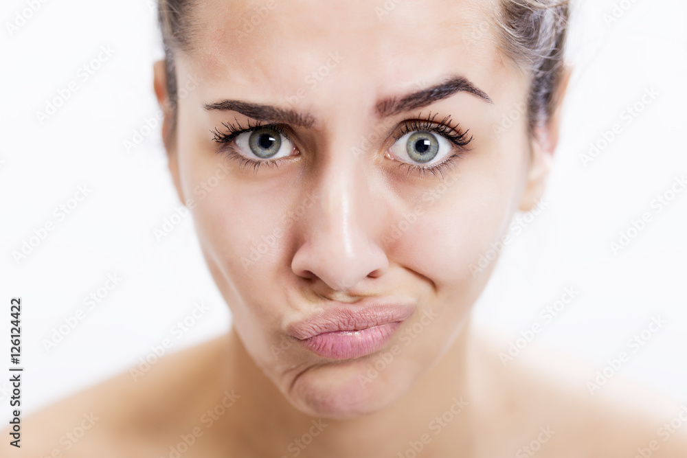 Portrait of serious young woman with beautiful eyes Portrait of serious young woman with beautiful eyes